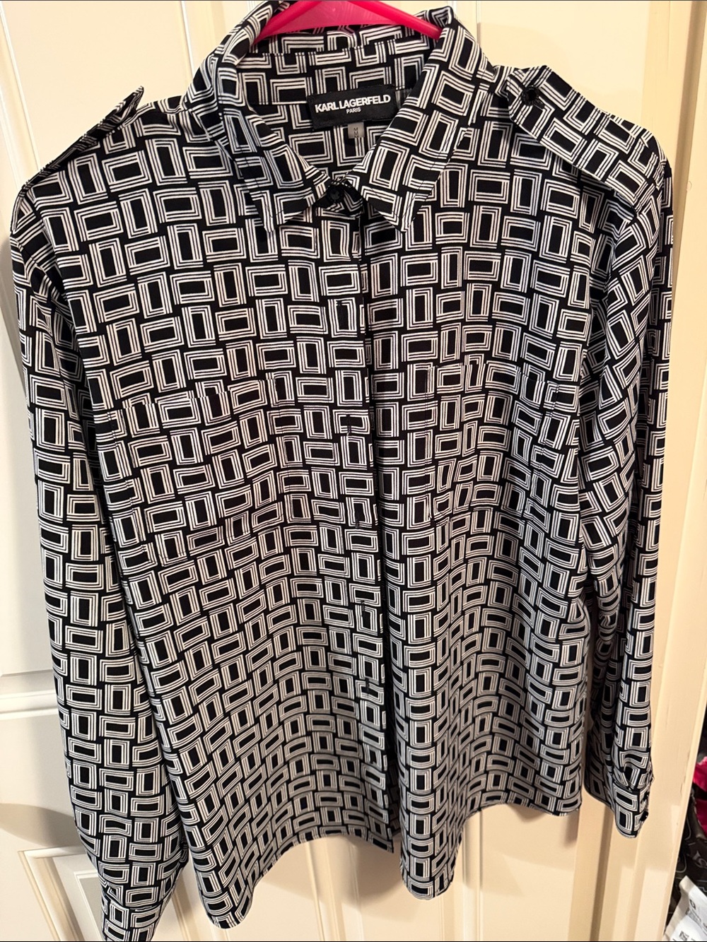 Karl Lagerfeld Black and White Geometric Print Blouse
